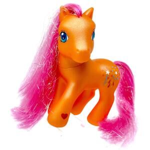 My Little Pony Sparkleworks G3 2002 MLP Vintage Orange Pink Hair Sparkle Tinsel